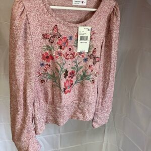 Pink Floral Embroidered Blouse